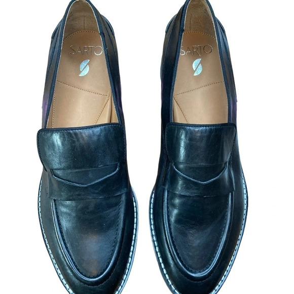 Sarto by Franco Sarto Tivoli Loafer Black Foulard Leather  Sz: 10 - Picture 5 of 14